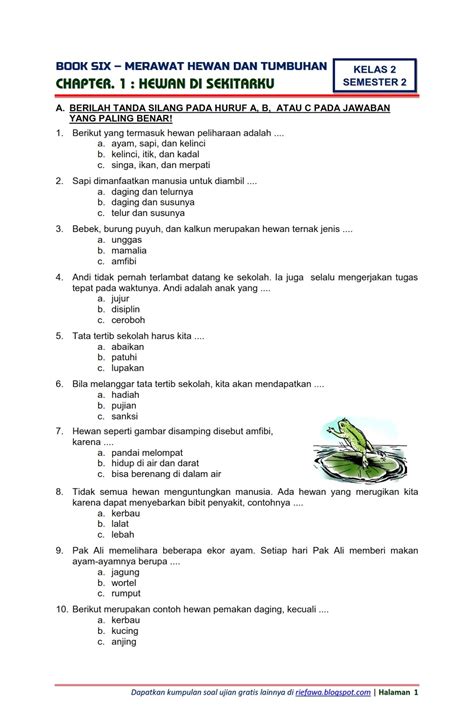 Contoh Soal Ujian Tema 2 Kelas 6