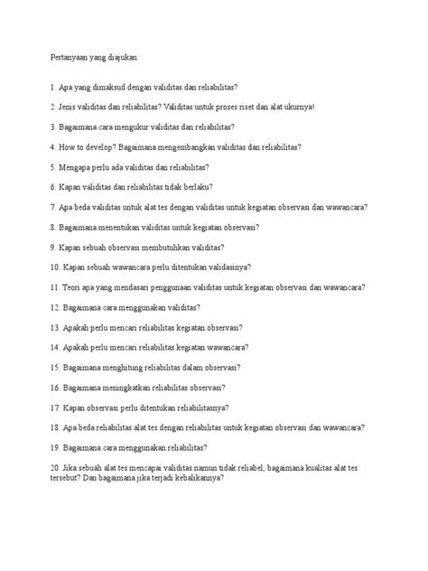 Contoh Soal Validitas