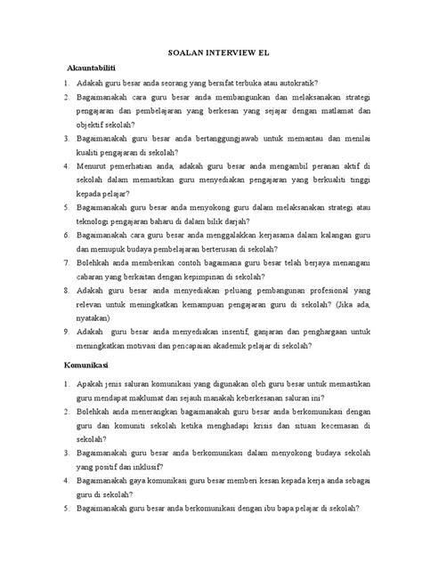 Contoh Soalan Interview Kilang In English