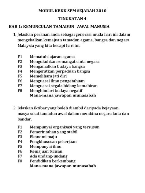 Contoh    Soalan Kbat Sejarah Tingkatan 5