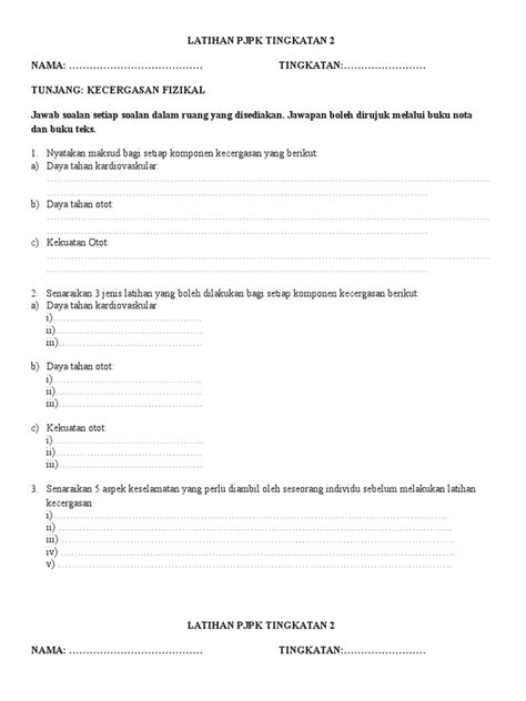 Contoh Soalan Pjpk Tingkatan 2