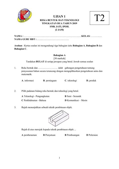 Contoh Soalan Rbt Tingkatan 2