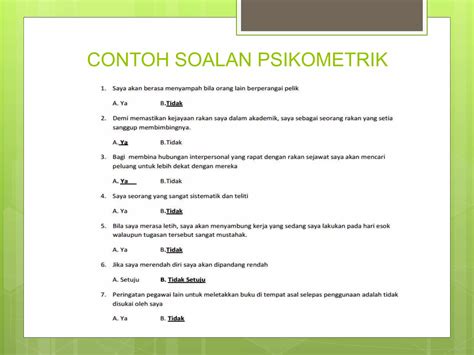 Contoh Soalan Ujian Psikometrik Tahun 6
