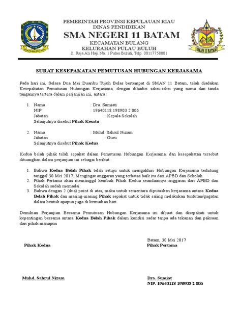 Contoh Surat Pemecatan Guru