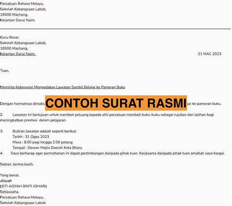 Contoh Surat Rasmi Ipgrs