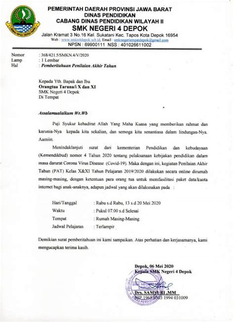 Contoh Surat Resmi untuk Perhatian