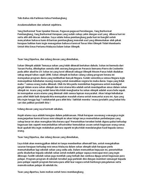 Contoh Teks Bahas Ala Parlimen
