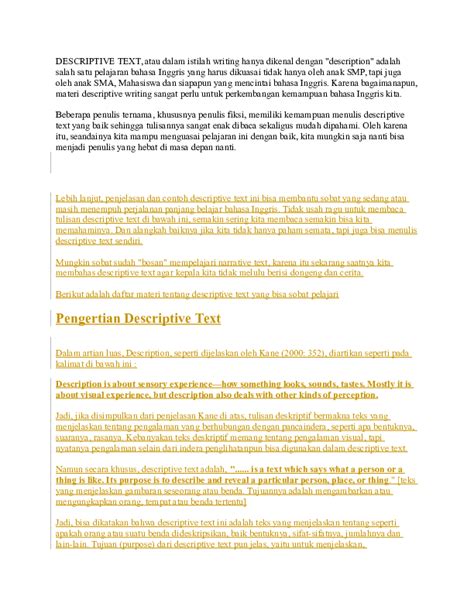Contoh Teks Deskripsi Bahasa Inggris