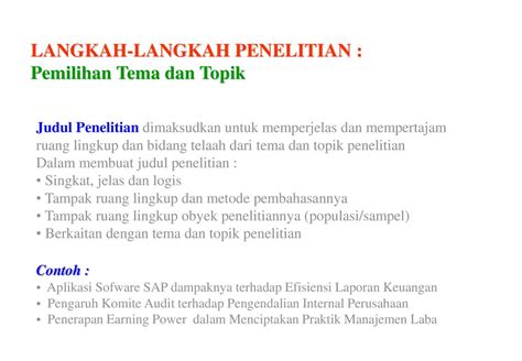 Contoh Topik Penelitian