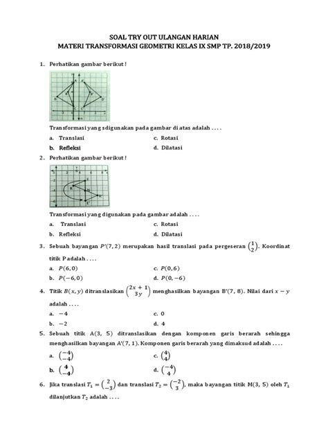 Contoh Soal Geometri Kelas 9 Semester 1