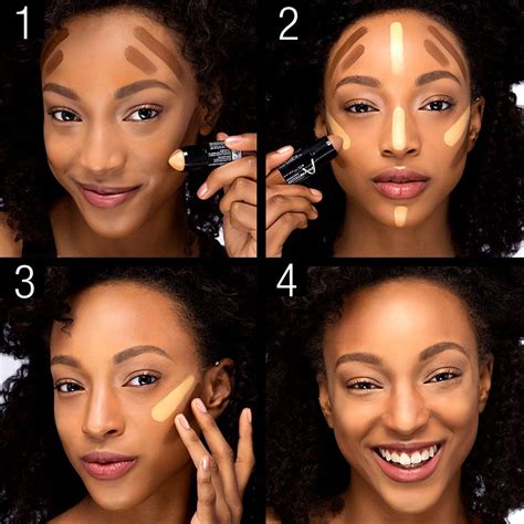 Flawlessly Sculpt Your Brown Skin with the Ultimate Contour Stick - Experience a Stunningly Defined Jawline and Cheekbones!