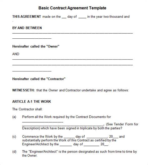 Contract Agreement Template Pdf