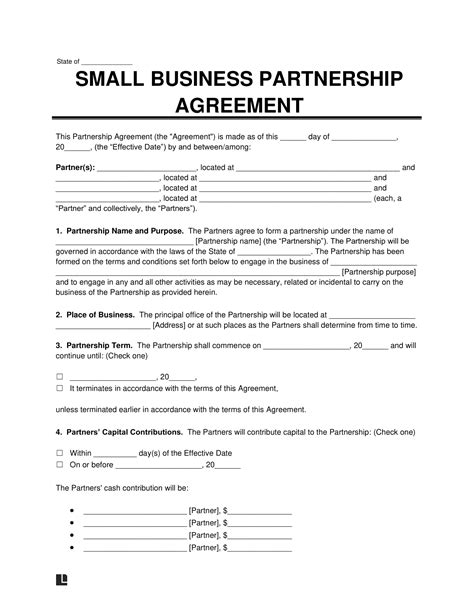 Contract For Business Partnership Template