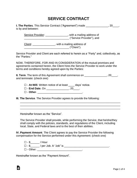 Contract For Service Template