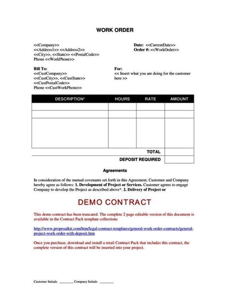 Contract For Work To Be Performed Template