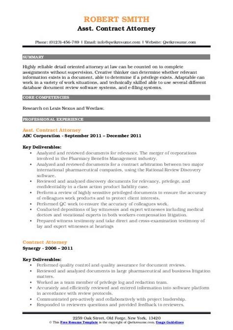 Contract Attorney Resume Sample