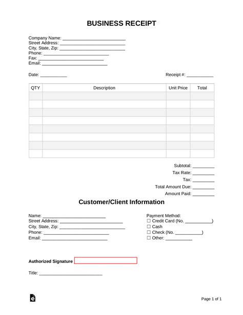 Contract Receipt Template