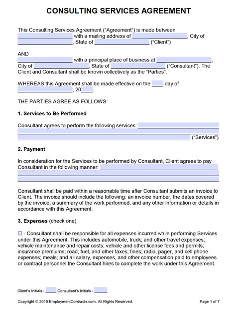 Contract Template For Consulting Services