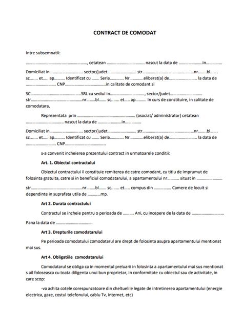 Contract de Comodat Locuință