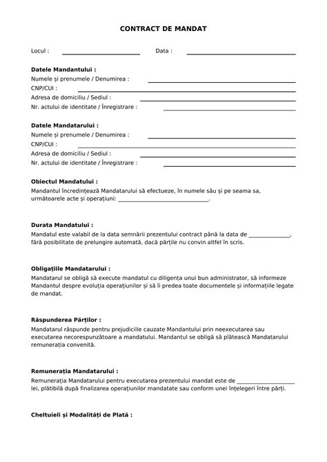 Contract de Mandat