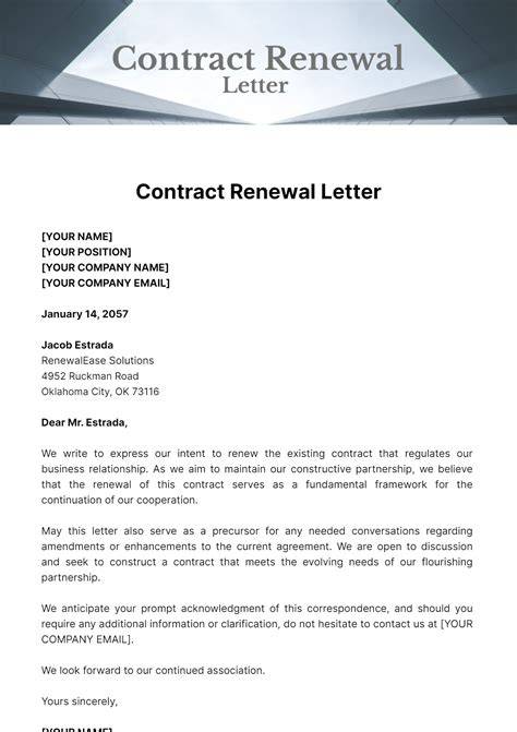 Contract renewal notice in Word and Pdf formats