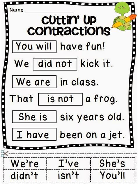 Contractions Worksheet 1st Grade