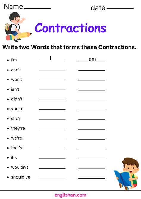 Accelerate Your Grammar Game with Fun Contraction Exercise Worksheets