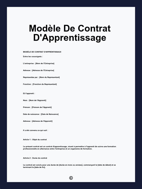 Contrats d'Apprentissage