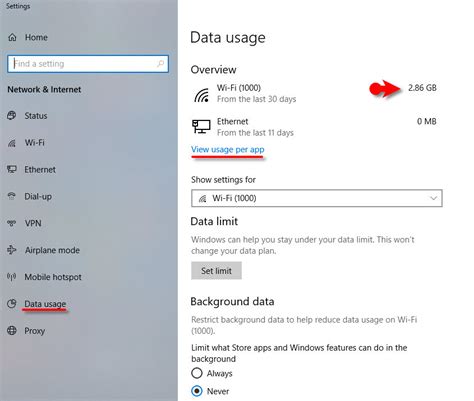 Control Your Internet Data in Windows 10