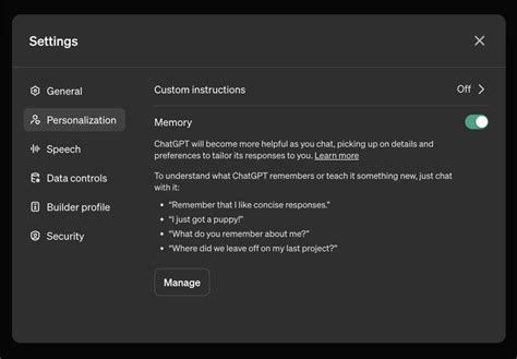 Controlling ChatGPT Plus Memory