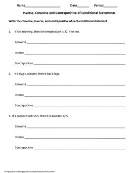 Converse Inverse And Contrapositive Worksheet Answers