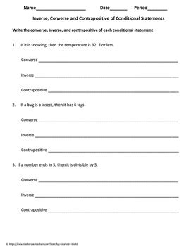 Converse Inverse Contrapositive Worksheet Answers