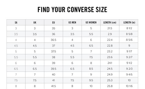 Converse Size Chart Youth