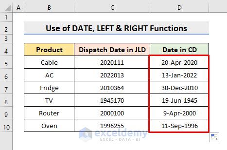 Convert 7 Digit Julian Date To Calendar Date Excel