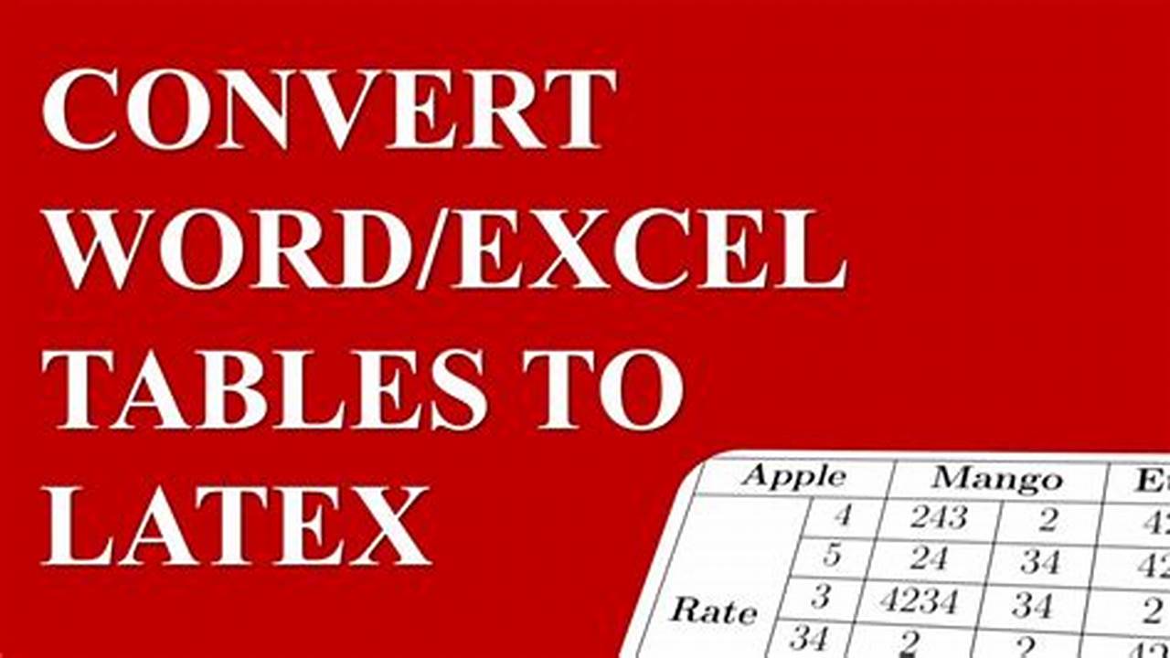 How to Convert Excel to LaTex table online? YouTube