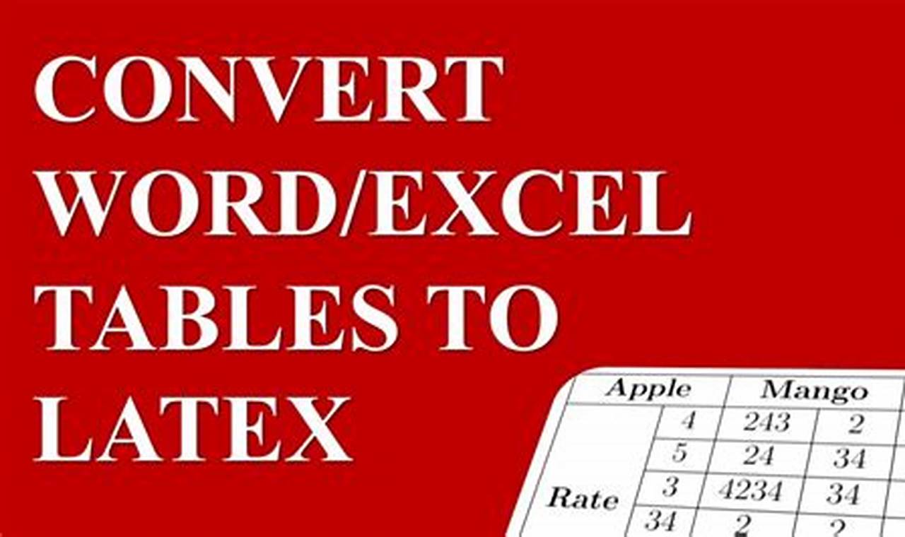Convert Excel Table To Latex Online