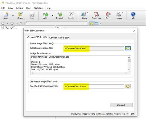 Convert WIM To ESD Via PowerISO