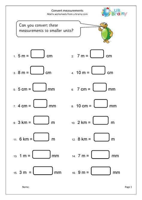 Converting Larger Units To Smaller Units Worksheets