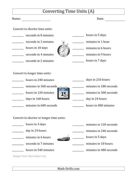 Converting Units Of Time Worksheet