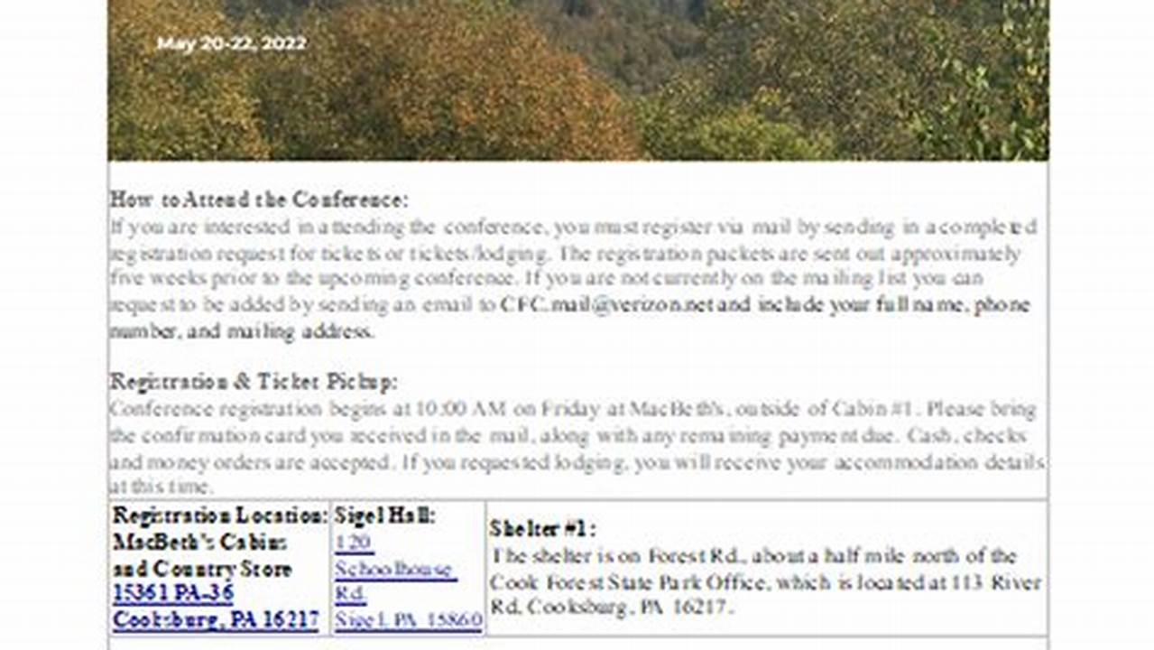 Cook Forest Conference 2024