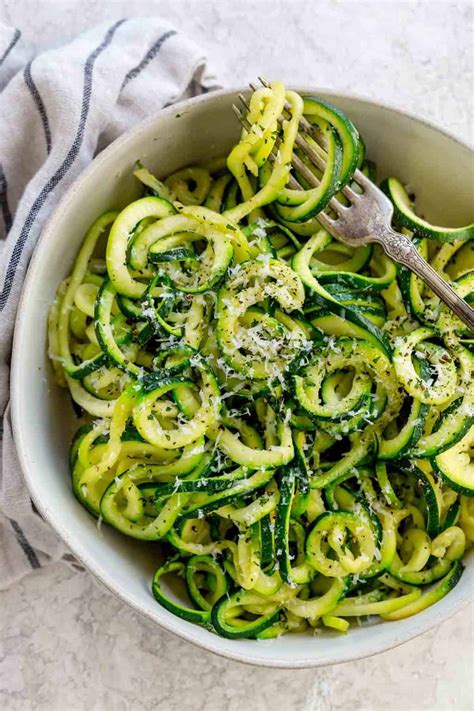 Cooked Zucchini Noodles in a Bowl