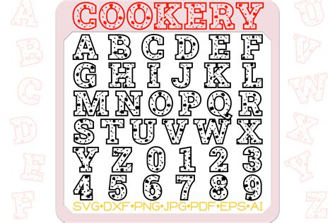 Download Cookery Alphabet Letters SVG Cut File DXF Files