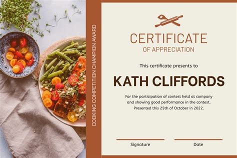 Cooking Certificate Template