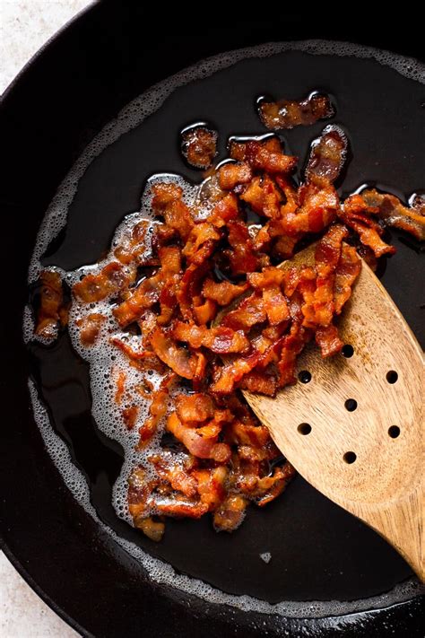 Cooking Bacon Crumbles in a Skillet