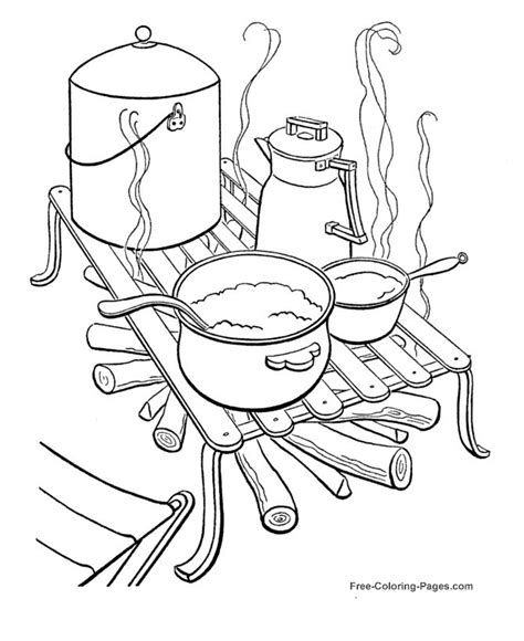 Cooking Camping Coloring Page