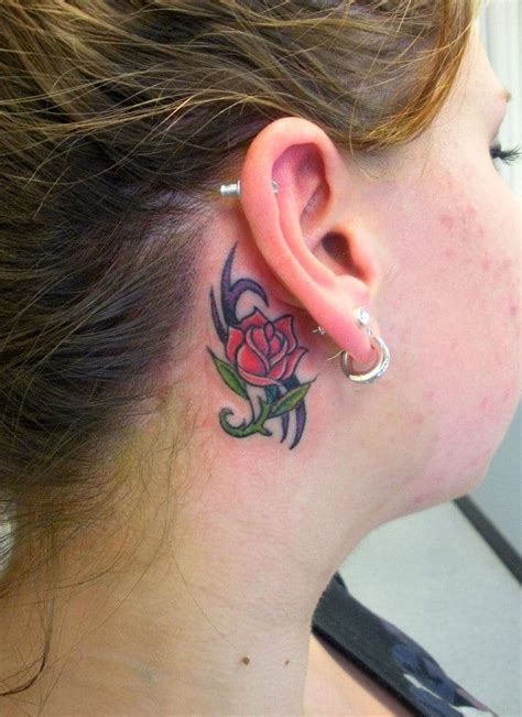 Cool Behind Ear Tattoos