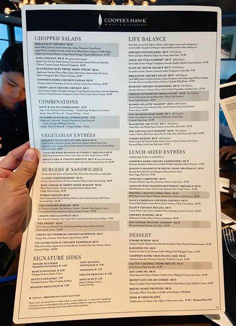 Coopers Hawk Easter Menu
