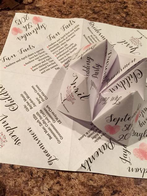 Unique Wedding Program Cootie Catcher Paper Fortune Teller Etsy
