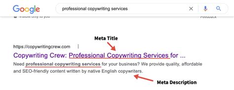 Copywriting meta description