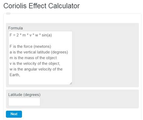 Coriolis Effect Calculator